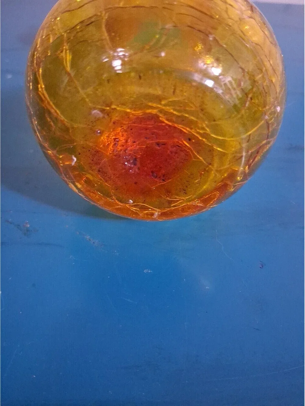 Vintage Crackle Glass Vase with Red and Yellow Gradient